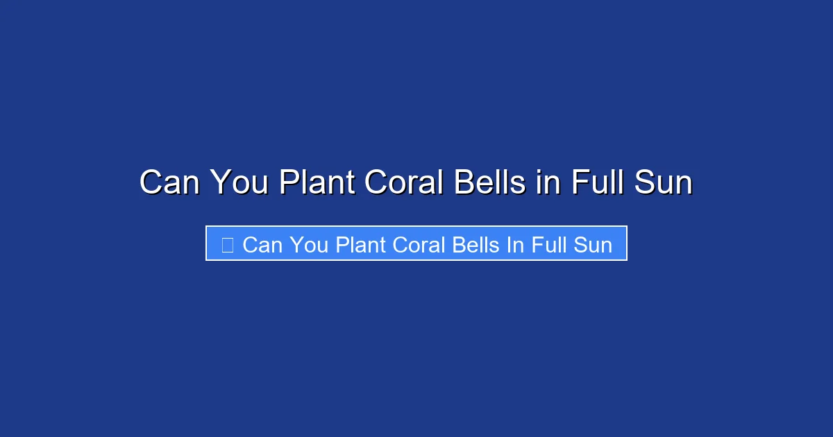 Can You Plant Coral Bells in Full Sun