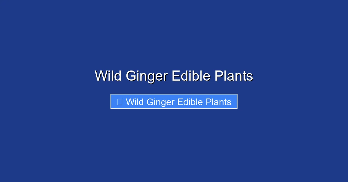 Wild Ginger Edible Plants
