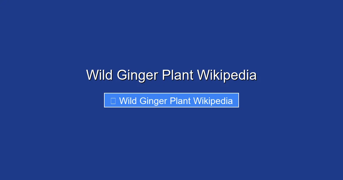 Wild Ginger Plant Wikipedia